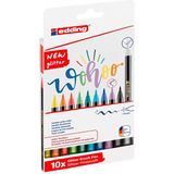 Edding Simli Fırça Uçlu Kalem Seti 10 Renk 1-6 mm Vuruş Genişliği ile Yaratıcı Projeler İçin