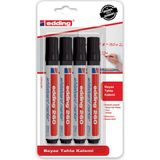 Edding Siyah Yazı Tahtası Kalemi 260/4'LÜ 1.5-3mm Çizgi Kalınlığı ile Hızlı Kuruyan Mürekkep