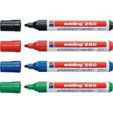 Edding Yazı Tahtası Kalemi 4'lü Set - Siyah, Kırmızı, Mavi, Yeşil, 1.5-3 mm Uç Kalınlığı, Düz Renk Tasarımı
