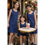 Ede Tekstil GENÇ KIZ ÇOCUK JİLE ELBİSE MAVİ KOT KUMAŞ JEANS