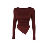 Edela Kadın Trend Asimetrik Bordo Bluz