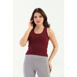 Edelle Bordo Çapraz Askılı Slim Fit Ribana Kadın Atlet