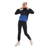 Edelle Çıt Çıtlı Kadın Eşofman Takımı (Siyah/Saks, XL)