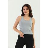 Edelle Gri Çapraz Askılı Slim Fit Ribana Kadın Atlet - XL