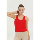 Edelle Kırmızı Çapraz Askılı Slim Fit Ribana Kadın Atlet