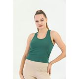 Edelle Koyu Yeşil Çapraz Askılı Slim Fit Ribana Kadın Atlet - XL