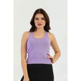 Edelle Lila Çapraz Askılı Slim Fit Ribana Kadın Atlet - XL