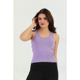 Edelle Lila Çapraz Askılı Slim Fit Ribana Kadın Atlet