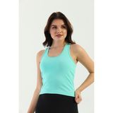 Edelle Mint Çapraz Askılı Slim Fit Ribana Kadın Atlet - XL