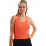 Edelle Oranj Çapraz Askılı Slim Fit Ribana Kadın Atlet