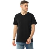 Edelle Organik Pamuk Basic Erkek Tişört Regular Fit V-Yaka (Siyah, M)