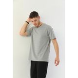 Edelle Organik Pamuk Erkek Tişört Bisiklet Yaka Regular Fit (Gri melanj, XL)