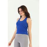 Edelle Saks Mavisi Askılı Slim Fit Ribana Kadın Atlet - XL