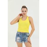 Edelle Sarı Askılı Slim Fit Ribana Kadın Atlet