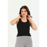 Edelle Siyah Askılı Slim Fit Ribana Kadın Atlet - XL