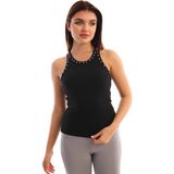 Edelle Siyah Taş İşlemeli Kadın Atlet - XL