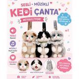 Edelvays Shop KEDİ FİGÜRLÜ SIRT ÇANTASI SESLİ MUZİKLİ GERÇEKÇİ YENİ NESİL BÜYÜK BOY KEDİ ÇANTA - Gri