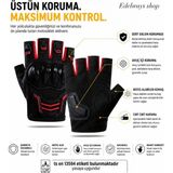 Edelvays Shop Korumalı Kısa Motosiklet Eldiveni Yasaya Uygun Parmaksız Eldiven Cr - XL - Siyah - Kırmızı