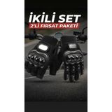 Edelvays Shop MOTOSİKLET BİSİKLET UZUN VE KISA ELDİVEN EN13594 ETİKETLİ 2Lİ ELDİVEN SİYAH