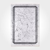 Eden Gri Çerçeveli Modern Geometrik Etnik Desenli Boho Makinada Yıkanabilir Hafif Hav Toz Vermez Leke Tutmaz Kaymaz Taban Dijital Makine Baskı Halı Oturma Odası Salon Yolluk Koridor Mutfak Halısı