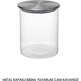 Edenza Metal Kapaklı 850 ml Yuvarlak Cam Kavanoz – Şeffaf Saklama Kabı - Çok Renkli