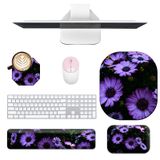 EDGFRTOIO Klavye Bilek Desteği ve Mouse Pad Seti, Klavye Bilek Desteği + Küçük Mouse Pad + Dirsek Kol Dayama Pedi + Bardak Altlığı, Bilgisayar Klavyesi için Ergonomik Bellek Köpüğü Bilek Desteği, Mor