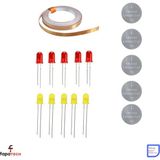 Eding Bakır Folyo Iletken Bant 3mm 5 Metre ,CR2032 Lityum Pil ,5mm LED Seti – Kağıttan Devre Kit
