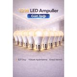 Edison 10 Adet 12W Gün Işığı LED Ampul E27 Duy – Yüksek Aydınlatma Enerji Verimli Tasarruflu - 10'lu