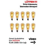 Edison 10'lu St64 Flamanlı Rustik Led Ampul Dekoratif Vintage Aydınlatma Tasarruflu Led Ampül