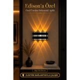 Edison 220V Elektrikli LED Duvar Apliği Gümüş Detaylı Amber Işık Çift Yönlü Dekoratif Aplik Modern Duvar Lambası İç Dış Mekan Salon Koridor Balkon Teras Villa Bahçe Duvar Aydınlatma Amber LED Aplik
