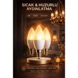 Edison 3 Adet 8W LED Ampul E14 Duy 3200K Gün Işığı Buji Mum Tipi Tasarruflu İnce Duy Avize Ampulü
