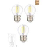 Edison 3 Adet G45 Şeffaf Cam E27 Mini Led Ampul - 6500 Kelvin Beyaz