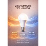 Edison 3 Renk Modlu 10W LED Ampul E27 Duy – Anahtarla Renk Değişen 3 Işık Tek Ampul
