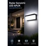 Edison 30W Radar Sensörlü LED Aplik 6500K Beyaz Işık 2350 Lümen Dış Mekan Duvar Aydınlatma Armatürü