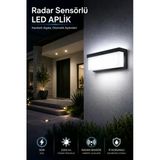 Edison 30W Radar Sensörlü LED Aplik 6500K Beyaz Işık 2350 Lümen Dış Mekan Duvar Aydınlatma Armatürü