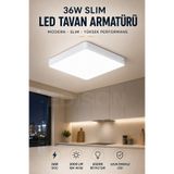 Edison 36W Sıva Üstü LED Tavan Armatürü 3000 Lümen Slim Kare Panel Beyaz Işık