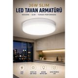Edison 36W Sıva Üstü LED Tavan Armatürü 3000 Lümen Slim Yuvarlak Panel Beyaz Işık