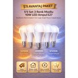 Edison 5 Adet 3 Renk Modlu 10W LED Ampul E27 Duy – Anahtarla Renk Değişen 3 Işık Tek Ampul - 5'li