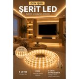 Edison 5 Metre Gün Işığı Şerit LED 220V 5 cm Kesilebilir Dekoratif Aydınlatma Led Şerit