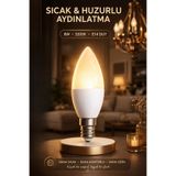 Edison 8W LED Ampul E14 Duy 3200K Gün Işığı Buji Mum Tipi Tasarruflu İnce Duy Avize Ampulü