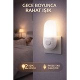 Edison Beyaz 2 Modlu Gece Lambası Tak Çalıştır Priz Tipi LED Gece Işığı Bebek Çocuk Yatak Odası Kullanım