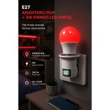 Edison E27 Kırmızı LED Ampul Gece Lambası Anahtarlı Duy Seti 3W 240 lm Priz Tipi Aç Kapa Anahtarlı