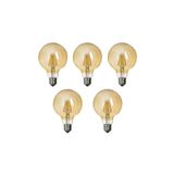 Edison G95 Flamanlı Rustik Led Ampul 5'li Dekoratif Vintage Aydınlatma Amber Rengi