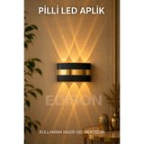Edison Gold Detaylı Pilli LED Aplik Kablosuz Modern Dekoratif Duvar Lambası Çift Yönlü Aydınlatma