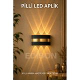 Edison Gold Detaylı Pilli LED Aplik Kablosuz Modern Dekoratif Duvar Lambası Çift Yönlü Aydınlatma