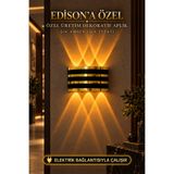 Edison Gold Şeritli 220V Elektrikli LED Aplik Amber Işık Dekoratif Duvar Lambası Çift Yönlü LED Aydınlatma Modern Aplik Salon Koridor Balkon Teras Villa Bahçe Giriş İç Dış Mekan Duvar Apliği