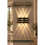 Edison Gold Şeritli 220V Led Duvar Aplik Gün Işığı Çift Yönlü Dekoratif Duvar Lambası Modern Elektrikli Aplik Salon Koridor Antre Yatak Odası Balkon Teras Villa İç Dış Mekan Aydınlatma