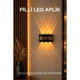 Edison Gold Şeritli Pilli Led Aplik Aydınlatma Modern Çift Taraflı Led Dekoratif Duvar Lambası