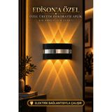 Edison Gümüş Detaylı Elektrikli Led Aplik Amber Işık Çift Yönlü Dekoratif Duvar Aplik Modern Duvar Lambası İç Dış Mekan Salon Koridor Balkon Teras Villa Bahçe Giriş Duvar Aydınlatma Amber Led Aplik