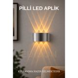 Edison Gümüş Pilli Led Aplik Aydınlatma Çift Taraflı Led Dekoratif Duvar Aplik Suya Ve Toza Karşı Dayanıklı